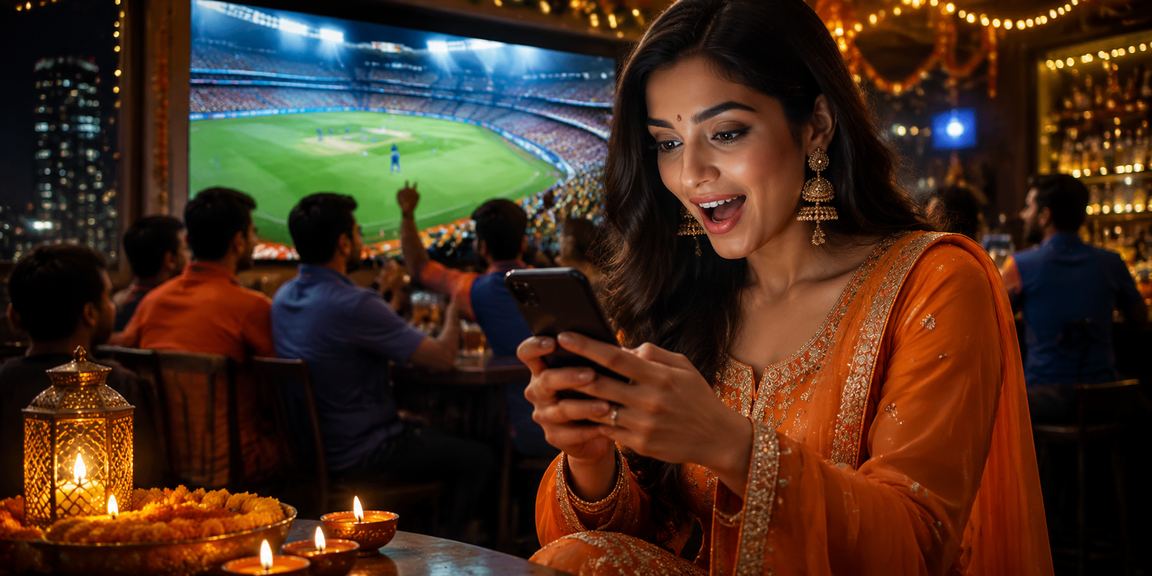 Festive cricket fans placing bets in India during Diwali festival